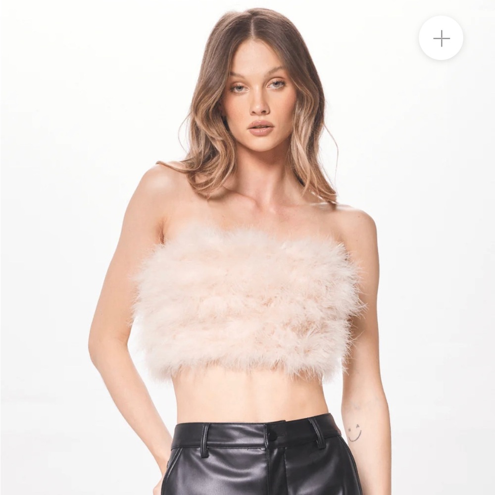 Cream feather crop top